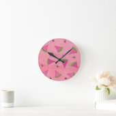 Pink Watermelon und Lady Bugs Runde Wanduhr (Zuhause)