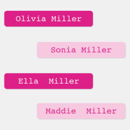 Pink waterproof name labels school daycare etiketten