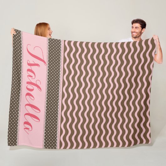 Pink Wave and Polka Dots Fleecedecke (Beispiel)