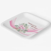 Pink Wave & Floral Wedding 9" Teller (Gewinkelt)