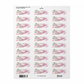 Pink Wave & Floral Wedding Address Label (Vorne)