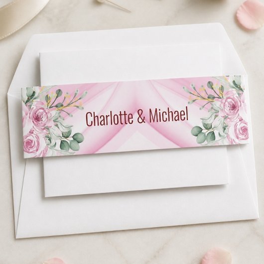 Pink Wave & Floral Wedding Bly Band