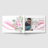 Pink Wave & Floral Wedding Gästebuch (Voll)