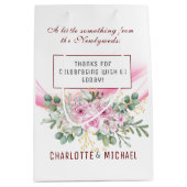 Pink Wave & Floral Wedding Geschenktasche Mittlere Geschenktüte (Vorderseite)