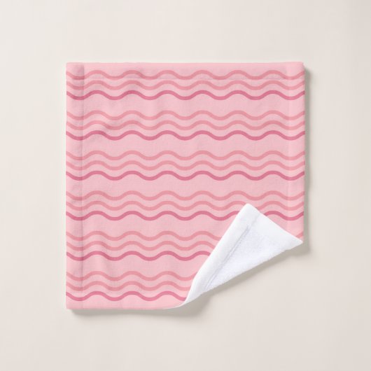 Pink Wave Pattern Towel Badhandtuch Set (Waschlappen)