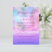 Pink Waves Bridal Sweet 16. Pink Ocean Pastel Einladung (Stehend Vorderseite)