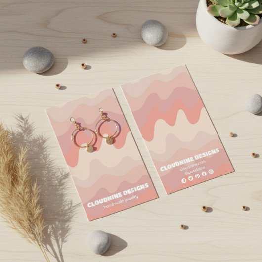 Pink Waves Earring Necklace Juwelier Display Card