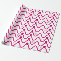 Pink Waves & Hearts Muster Wrapping Paper