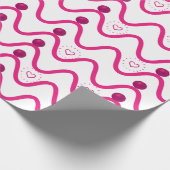 Pink Waves & Hearts Muster Wrapping Paper Geschenkpapier (Ecke)