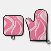 Pink Waves Oven Mitt Set (Vorderseite)