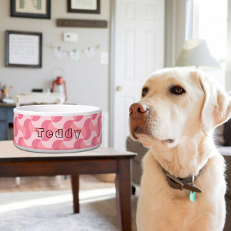 Pink Waves Pattern Ceramic Pet Bowl Napf
