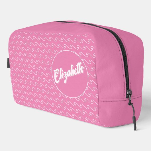 Pink Waves Personalized Dopp Kit Waschbeutel (Rechte Ecke)