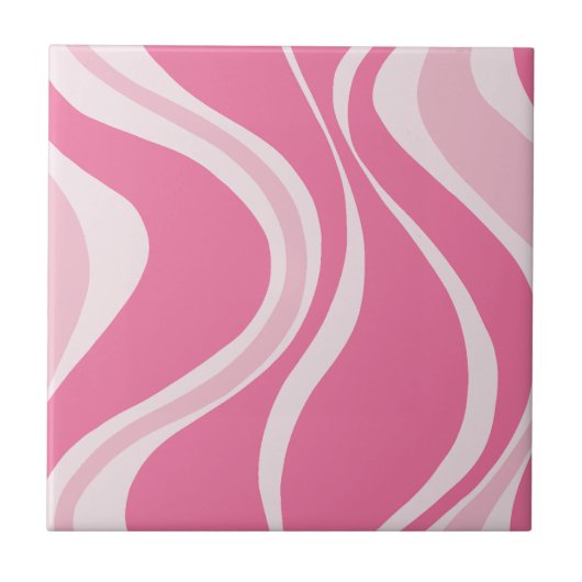 Pink Waves Tile Fliese (Vorderseite)