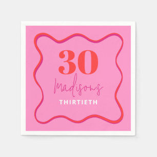 Pink Wavy 30. Geburtstag Party Serviette