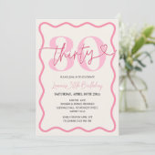 Pink Wavy Border 30. Geburtstag Einladung Frauen (Stehend Vorderseite)