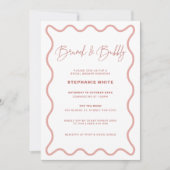 Pink Wavy Border Brunch und Bubbly Einladung (Vorderseite)