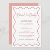 Pink Wavy Border Brunch und Bubbly Einladung (Vorne/Hinten)
