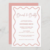 Pink Wavy Border Brunch und Bubbly Einladung