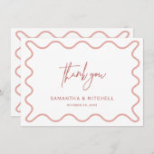 Pink Wavy Border Danke Karte (Vorne/Hinten)