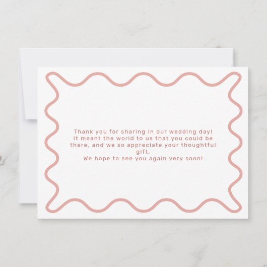 Pink Wavy Border Danke Karte (Rückseite)