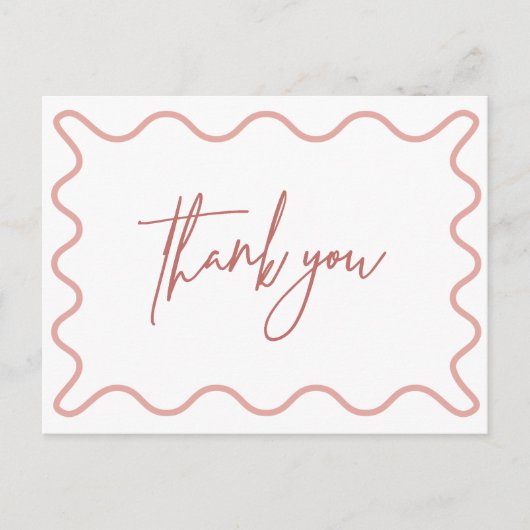 Pink Wavy Border Danke Postcard Einladungspostkarte (Vorderseite)