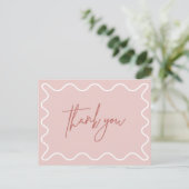 Pink Wavy Border Danke Postcard Einladungspostkarte (Stehend Vorderseite)