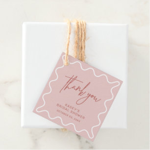 Pink Wavy Border Vielen Dank für Ihre Unterstützun Geschenkanhänger