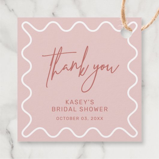 Pink Wavy Border Vielen Dank für Ihre Unterstützun Geschenkanhänger (Rückseite)