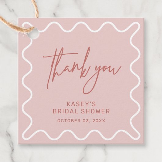 Pink Wavy Border Vielen Dank für Ihre Unterstützun Geschenkanhänger (Vorderseite)