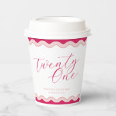 Pink Wavy Curvy Squiggly Girls 21. Geburtstag Pappbecher (Vorderseite)