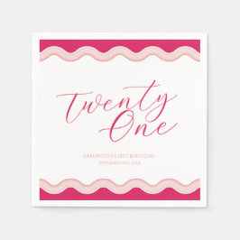 Pink Wavy Curvy Squiggly Girls 21. Geburtstag Serviette