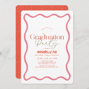 Pink Wavy Frame Trendy Abschluss Einladung