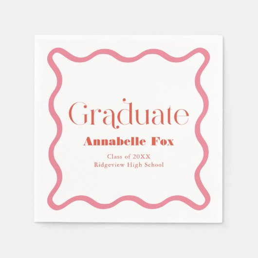 Pink Wavy Frame Trendy Abschluss Serviette (Vorderseite)