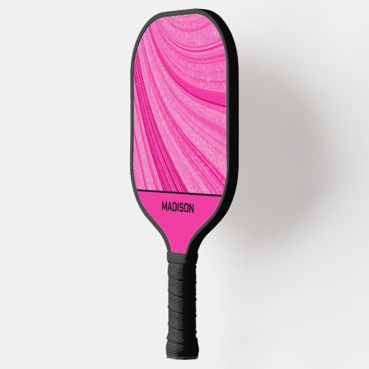 Pink Wavy Glitzer Pickleball Schläger (Links)
