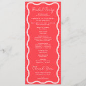 Pink Wavy Retro Hochzeit Programm (Rückseite)