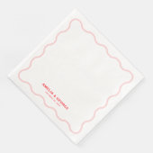 Pink Wavy Retro Hochzeit Serviette (Ecke)
