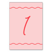Pink Wavy Retro Hochzeit Tischnummer (Rückseite)