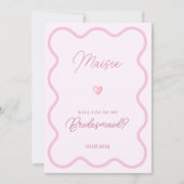 Pink wavy wird meine Bridesmaid-Karte sein Einladung (Vorderseite)