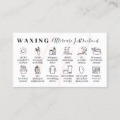 Pink Waxen Nachsorge zwölf Ratschläge Visitenkarte (Rückseite)