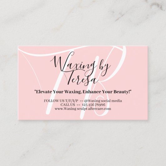 Pink Waxen Nachsorge zwölf Ratschläge Visitenkarte (Vorderseite)