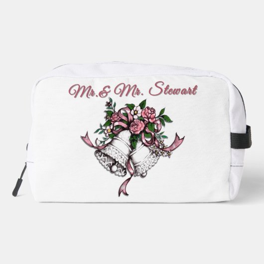 Pink Wedding Bells Personalize Waschbeutel (Rückseite)