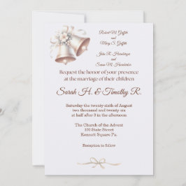 Pink Wedding Bells Traditional Wedding Invitation Einladung