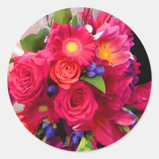 Pink Wedding Blume Bouquet Umschlag Aufkleber Stic (Vorderseite)