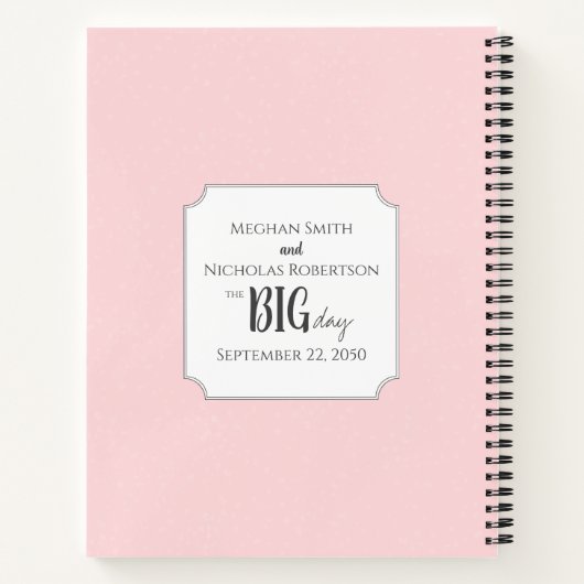 Pink Wedding Bride Planner Personalisiert Notizblock (Rückseite)