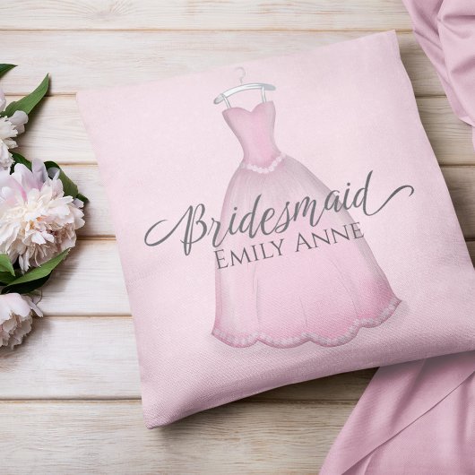 Pink Wedding Bridesmaid Aquarellkleid Kissen