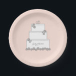 Pink Wedding Cake Dessert Empfang Plate Pappteller<br><div class="desc">Fügen Sie Ihren Hochzeitstag für einen eleganten Desserteller hinzu! Koordiniert mit der Blush Blooms Hochzeitskollektion.</div>