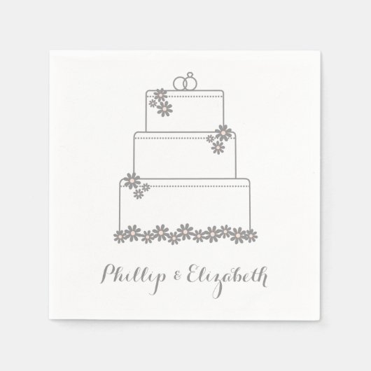 Pink Wedding Cake Empfang Dessert Napkins Serviette (Vorderseite)