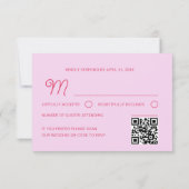 Pink Wedding Cake RSVP Card with QR Code Karte (Rückseite)