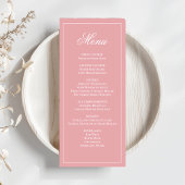 Pink Wedding Calligraphy Script Dinner Menu Menükarte