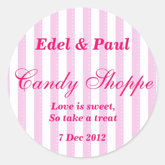 Pink Wedding Candy Shoppe Sticker (Vorderseite)